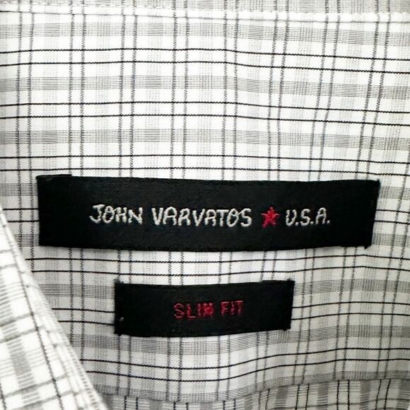John Varvatos Long Sleeve Slim Fit Button Down Shirt Gray Stripe Size 16.5 - Picture 2 of 5
